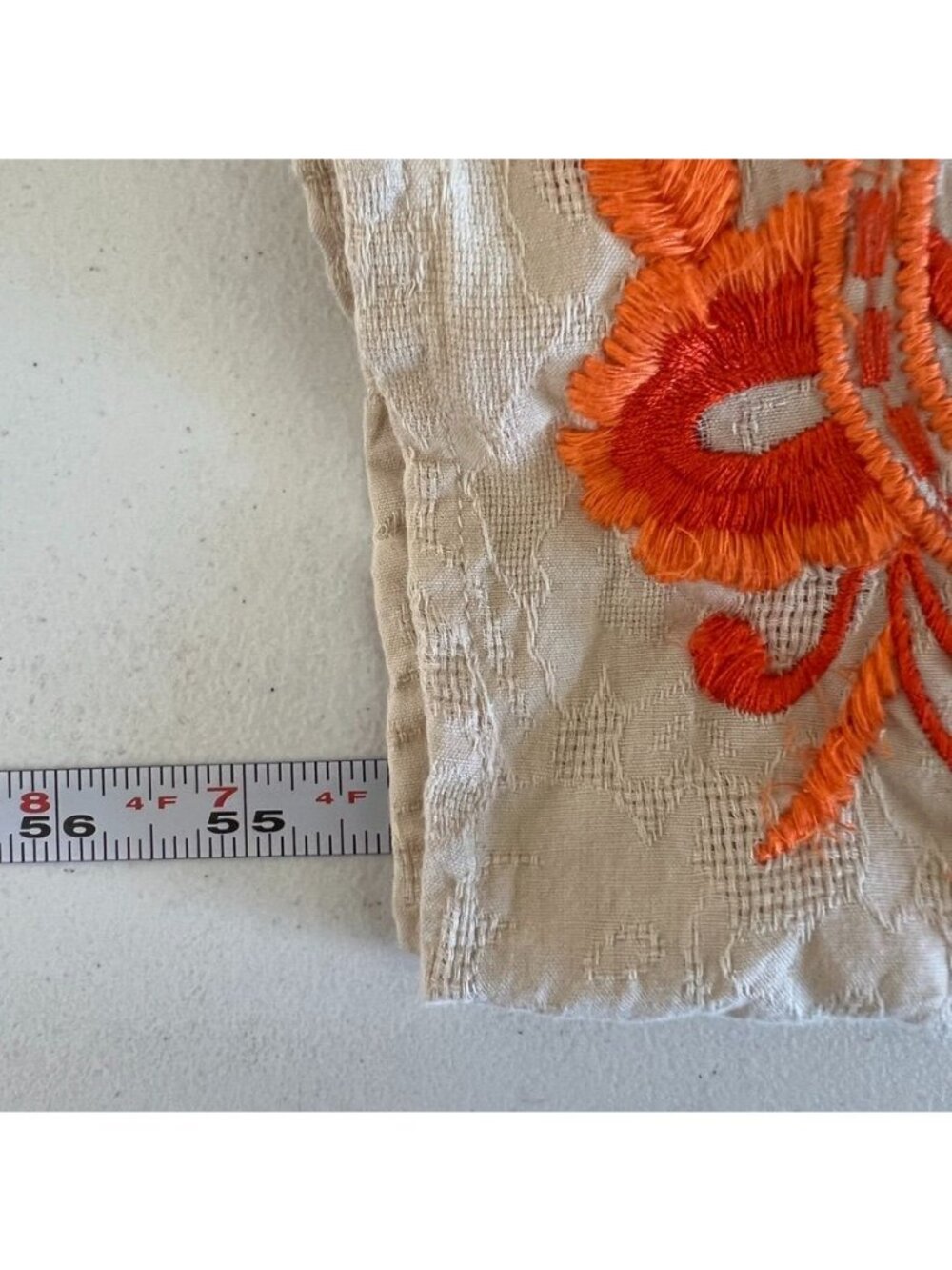 Anthropologie Felicity Embroidered Maxi Dress Ivory Orange Boho Cotton Sz M - Picture 15 of 16
